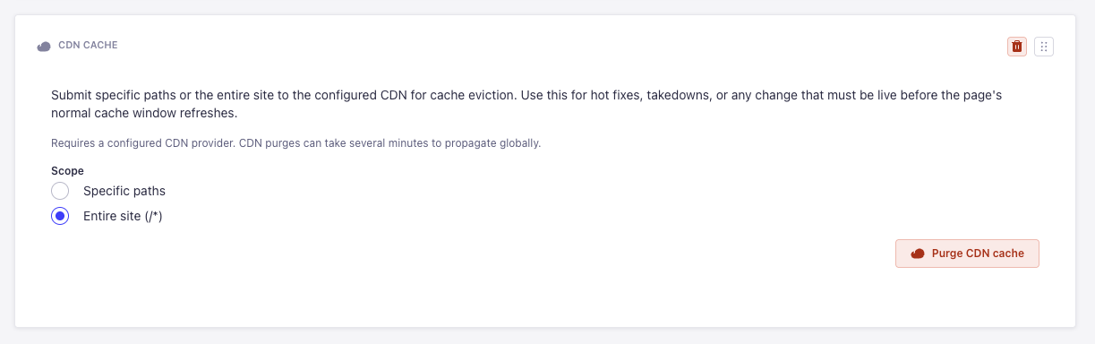 CDN cache widget in the Strapi homepage
