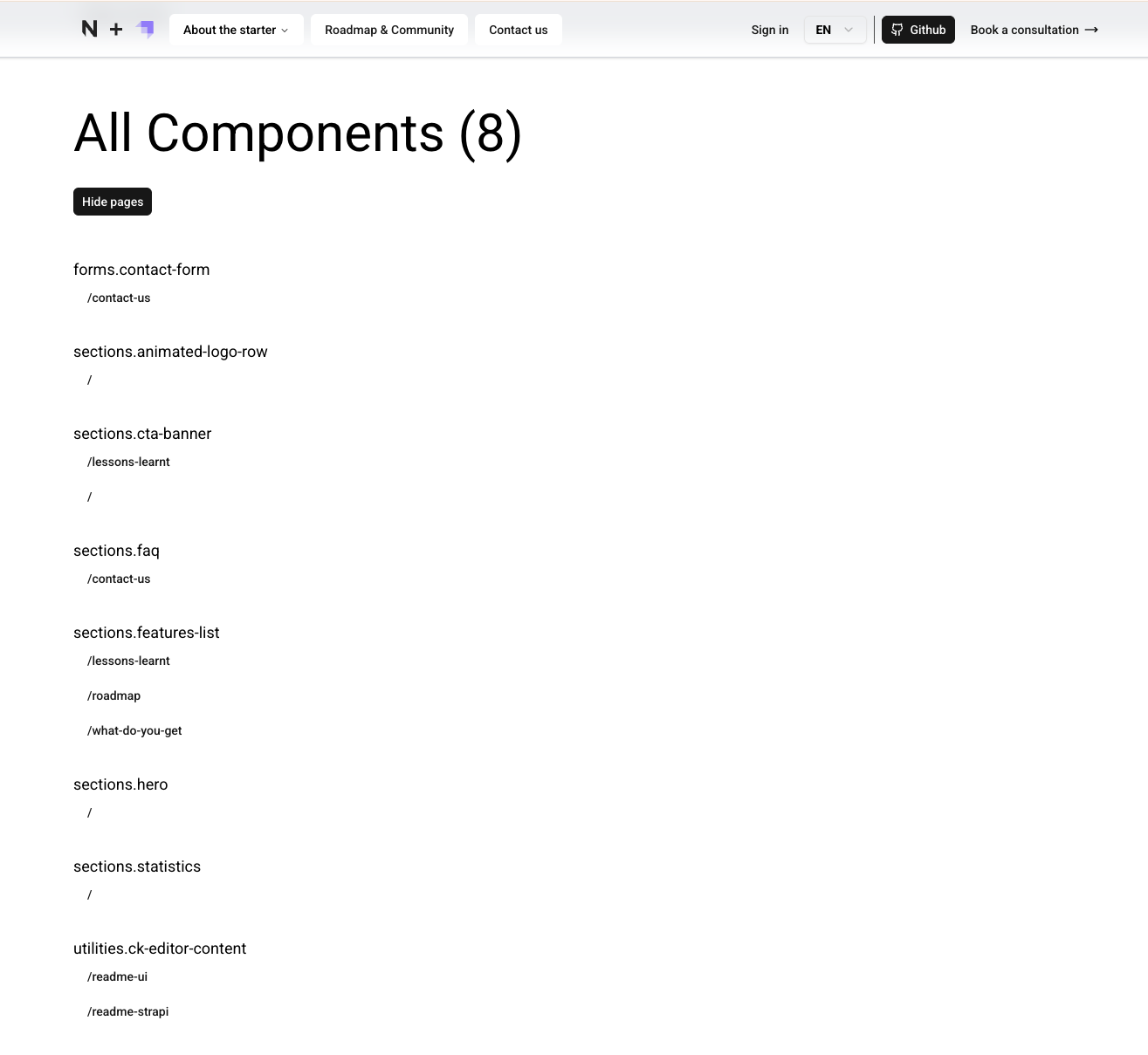 Components Overview developer page