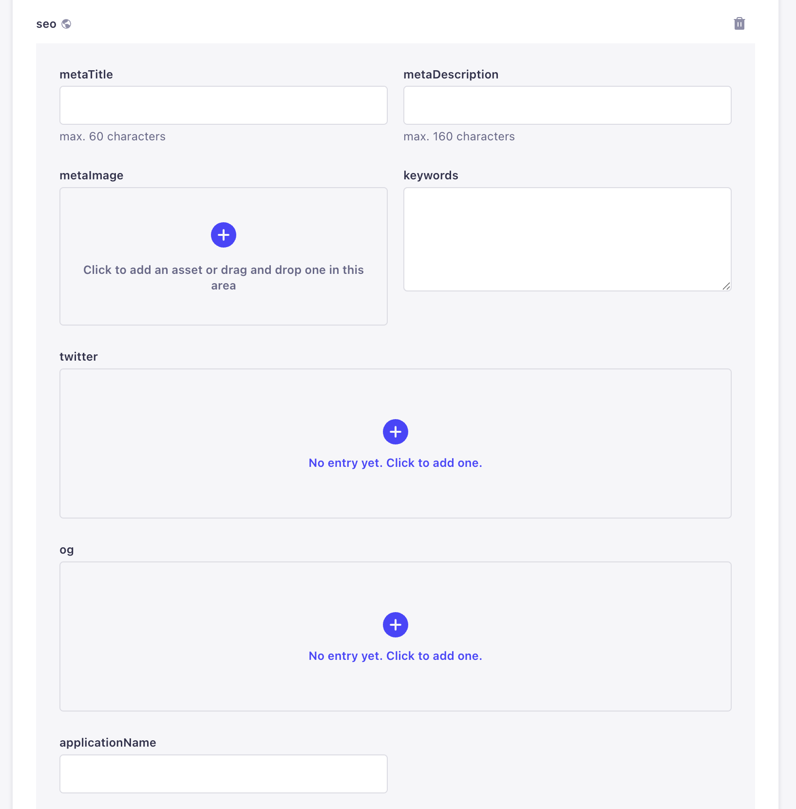 Strapi page SEO component