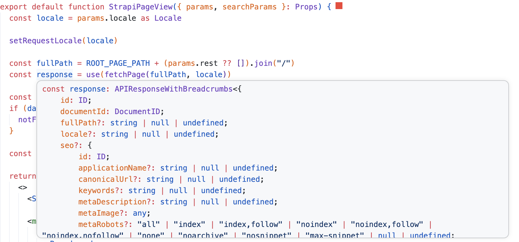 Typed Strapi populate IntelliSense